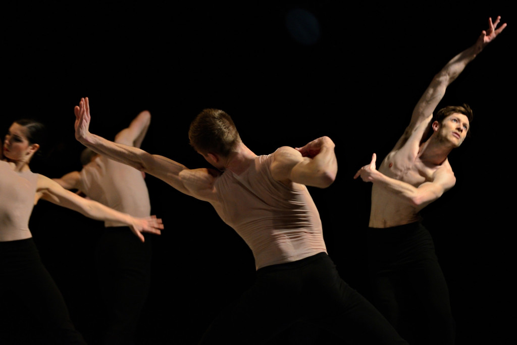 Ballet BC Dancers Darren Devaney, Scott Fowler and Racheal Prince in Prelude. Photo: Michael Slobodian