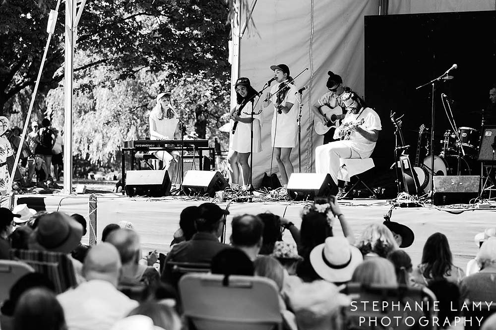 Quebec group Les Poules a Colinat the 41st Vancouver Music Folk Festival in Jericho beach park on Sunday Jul 15, 2018, in Vancouver, BC, Canada - Photo © Stephanie Lamy